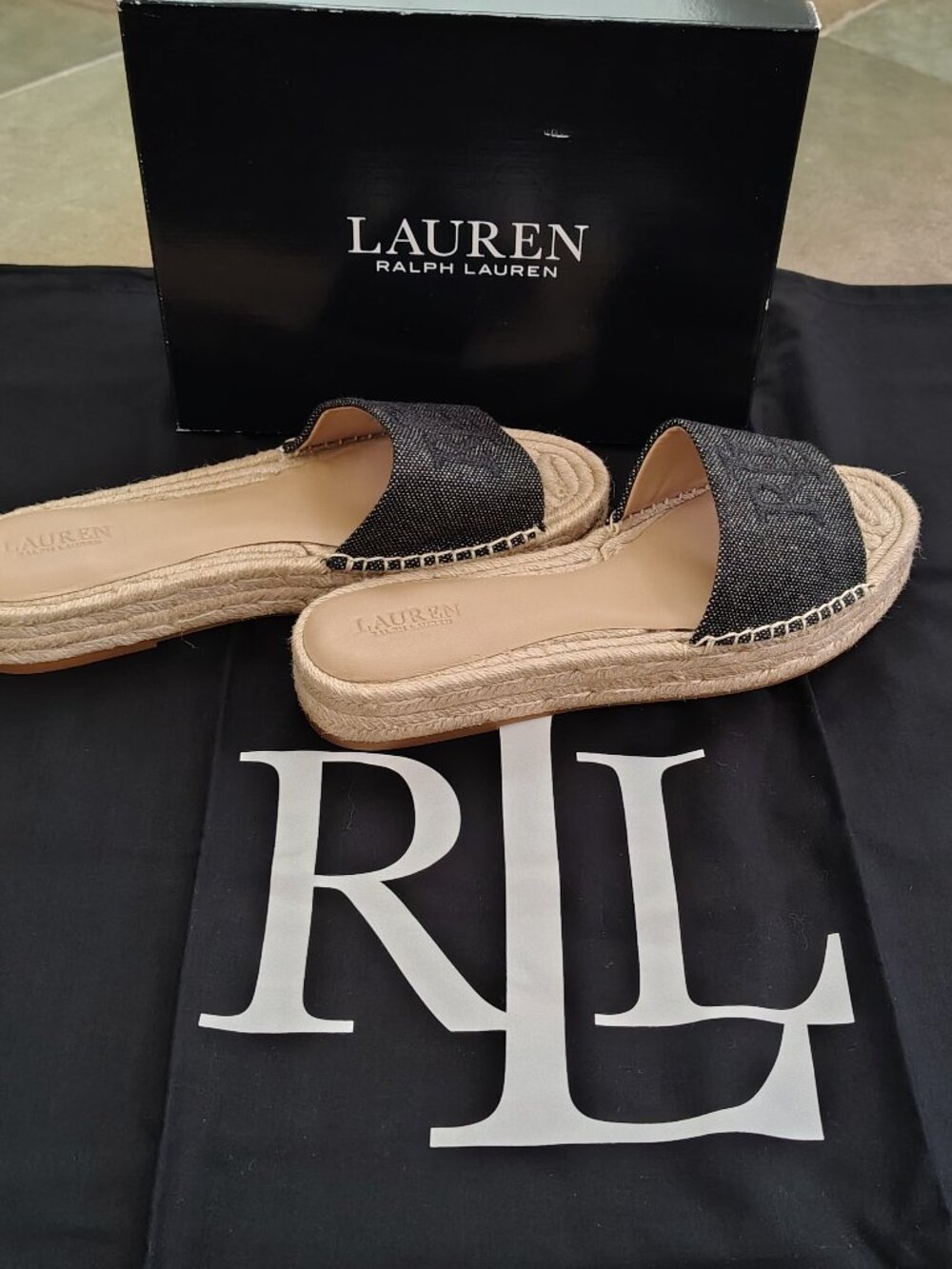 New Ralph Lauren Espadrille Slide Sandal Shoe